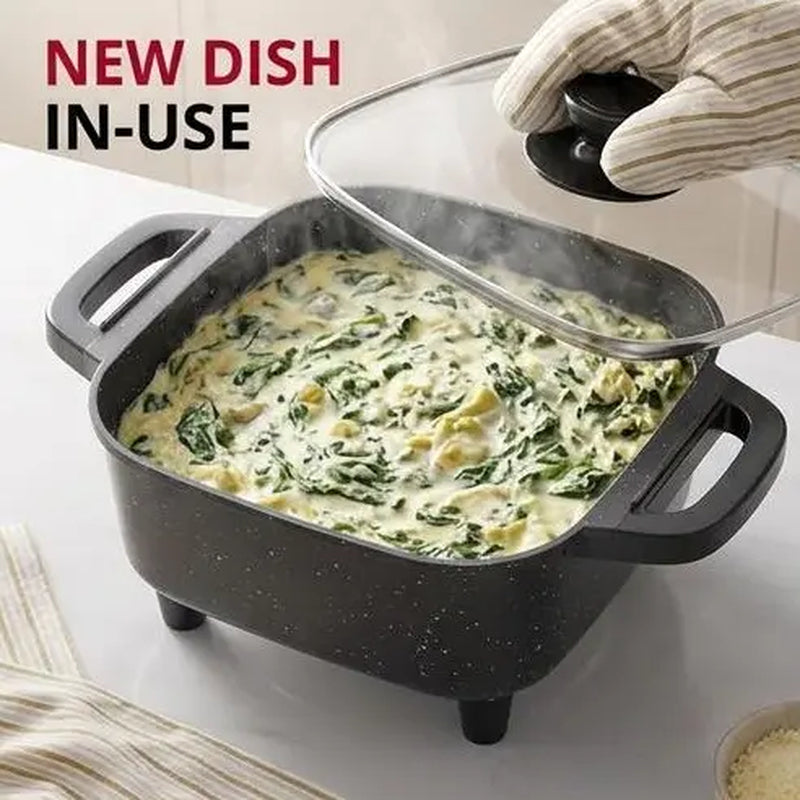 Elevate Your Cooking Experience with the Multifunctional Square Electric Griddle – Nonstick, 5-Level Temperature Control for Perfect Stir-Frying, Deep-Frying, and Simmering!