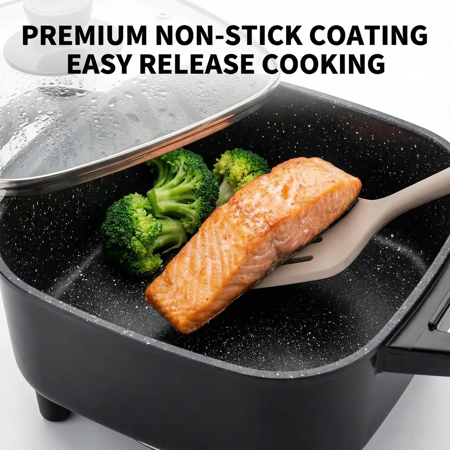 Elevate Your Cooking Experience with the Multifunctional Square Electric Griddle – Nonstick, 5-Level Temperature Control for Perfect Stir-Frying, Deep-Frying, and Simmering!