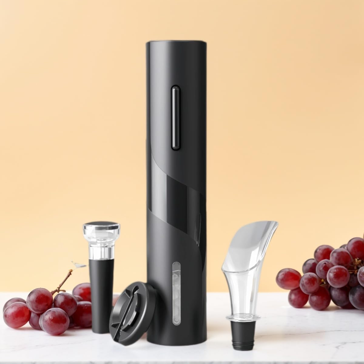 Electric Wine Bottle Opener, Easy to Use, Perfect for Home, Restaurants & Travel, Wine Lovers & Host (Black)