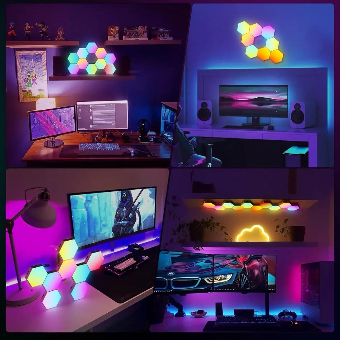 Transform Your Space with 6 Pack Hexagon Light Panels - Music Sync RGB Lighting with APP & Remote Control for Ultimate Home Decor