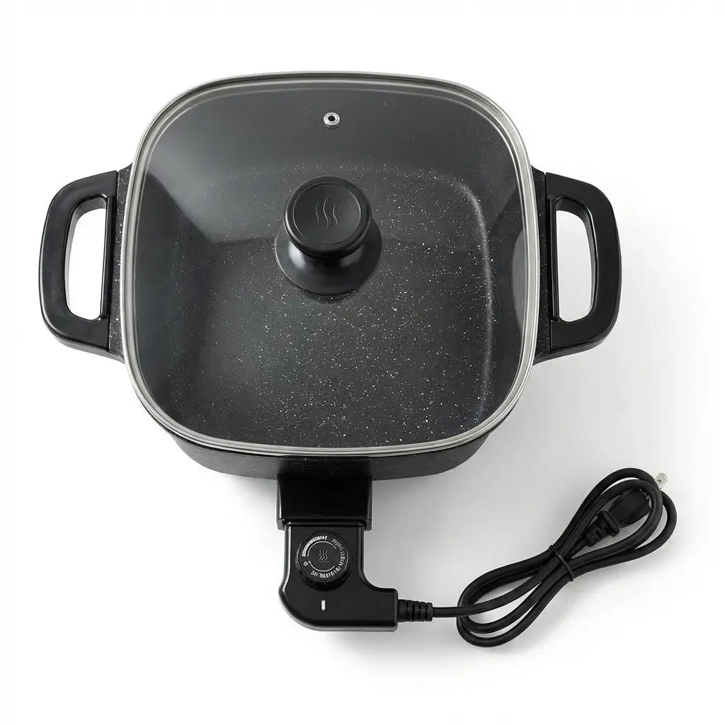 Elevate Your Cooking Experience with the Multifunctional Square Electric Griddle – Nonstick, 5-Level Temperature Control for Perfect Stir-Frying, Deep-Frying, and Simmering!