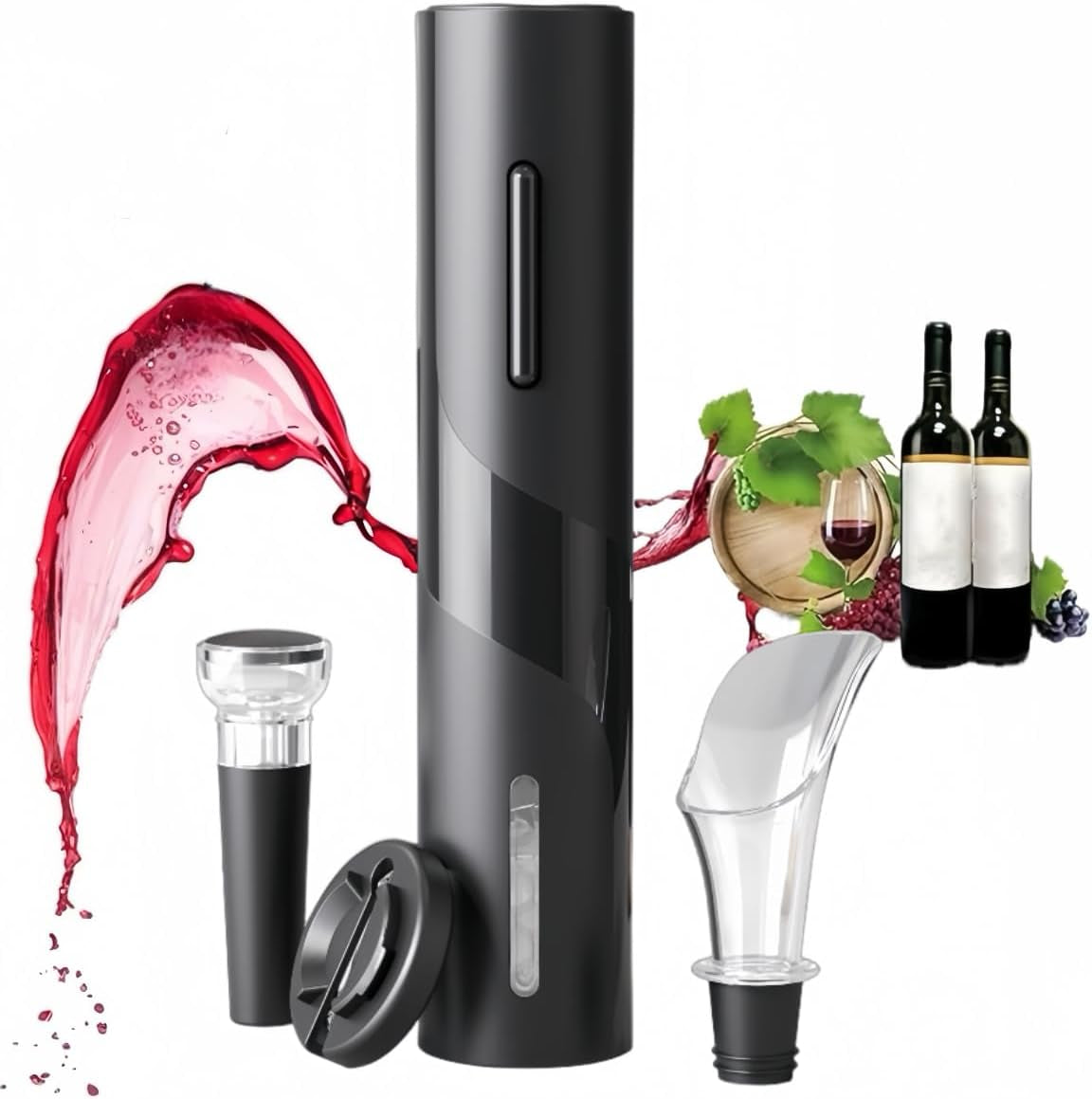 Electric Wine Bottle Opener, Easy to Use, Perfect for Home, Restaurants & Travel, Wine Lovers & Host (Black)