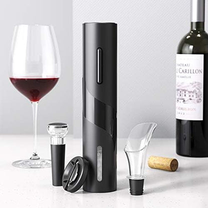 Electric Wine Bottle Opener, Easy to Use, Perfect for Home, Restaurants & Travel, Wine Lovers & Host (Black)