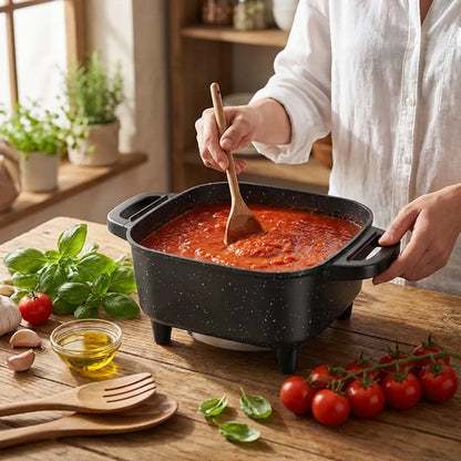 Elevate Your Cooking Experience with the Multifunctional Square Electric Griddle – Nonstick, 5-Level Temperature Control for Perfect Stir-Frying, Deep-Frying, and Simmering!