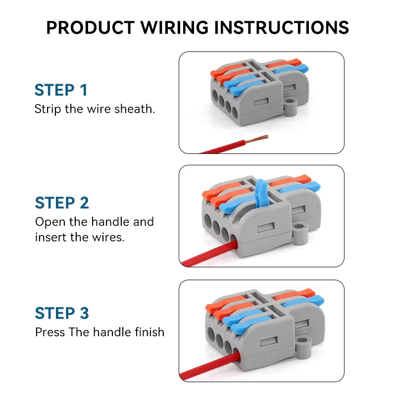Effortless Wiring with 10/30/50 PCS Mini Fast Wiring Cable Connectors - Universal Compact Splitter for Quick Electrical Connections