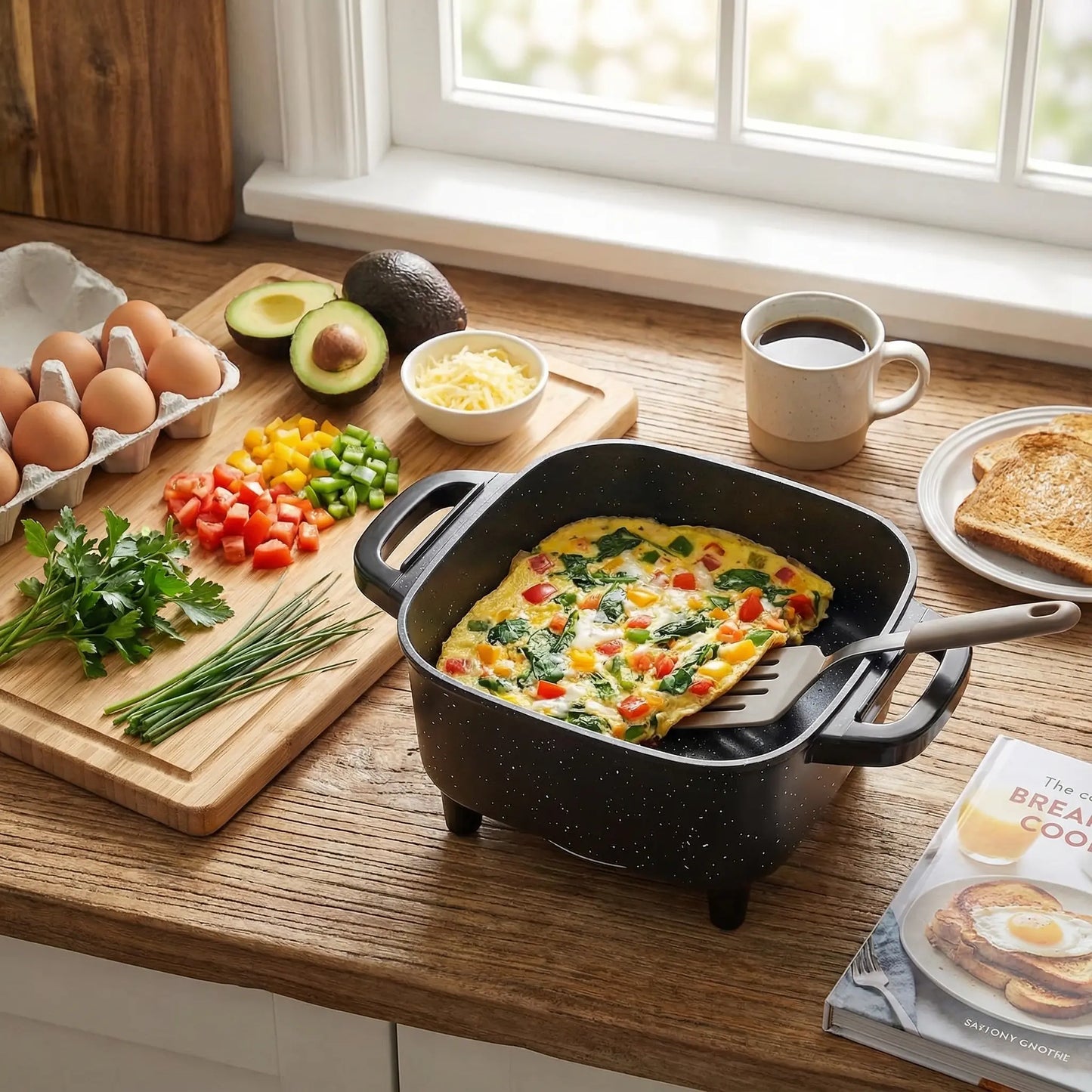Elevate Your Cooking Experience with the Multifunctional Square Electric Griddle – Nonstick, 5-Level Temperature Control for Perfect Stir-Frying, Deep-Frying, and Simmering!