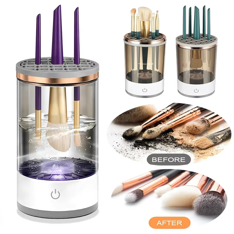 Revolutionary USB Electric Makeup Brush Cleaner - Effortless Cleaning & Drying for Flawless Beauty