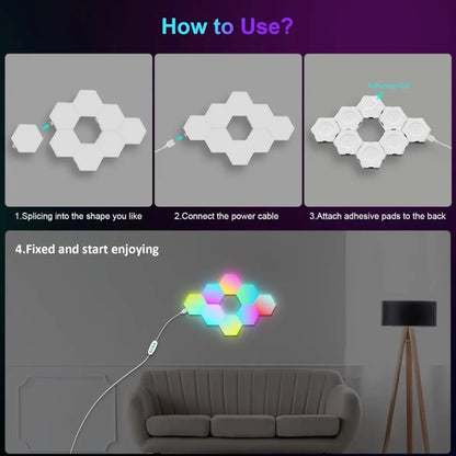 Transform Your Space with 6 Pack Hexagon Light Panels - Music Sync RGB Lighting with APP & Remote Control for Ultimate Home Decor