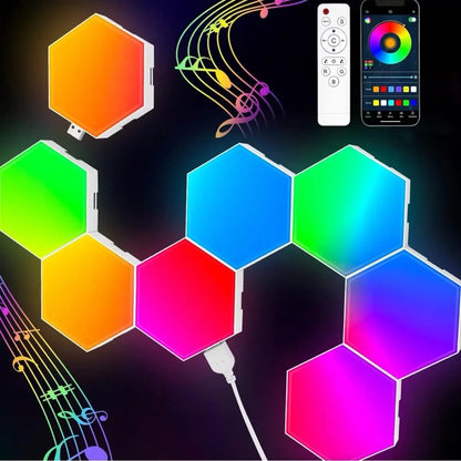 Transform Your Space with 6 Pack Hexagon Light Panels - Music Sync RGB Lighting with APP & Remote Control for Ultimate Home Decor