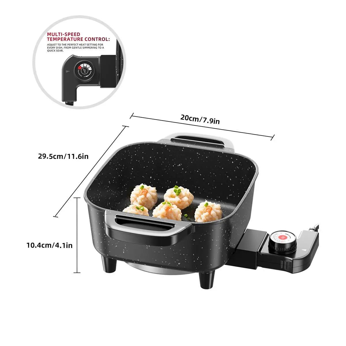 Elevate Your Cooking Experience with the Multifunctional Square Electric Griddle – Nonstick, 5-Level Temperature Control for Perfect Stir-Frying, Deep-Frying, and Simmering!