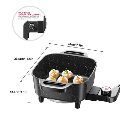 Elevate Your Cooking Experience with the Multifunctional Square Electric Griddle – Nonstick, 5-Level Temperature Control for Perfect Stir-Frying, Deep-Frying, and Simmering!