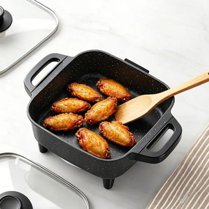 Elevate Your Cooking Experience with the Multifunctional Square Electric Griddle – Nonstick, 5-Level Temperature Control for Perfect Stir-Frying, Deep-Frying, and Simmering!